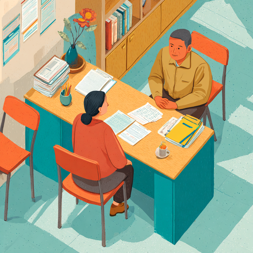 공무원과 상담하는 시민