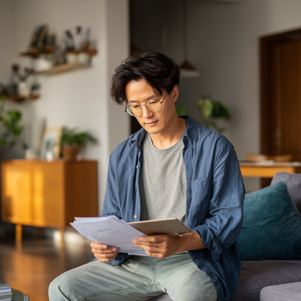 유틸리티 청구서를 검토하는 부모